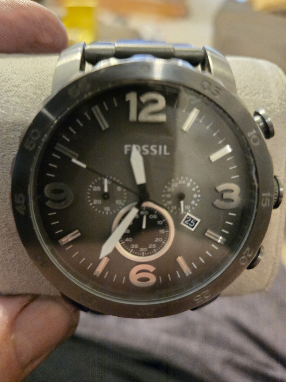 Fossil Men's Black and Gray Chronograph Stainless Steel Watch
